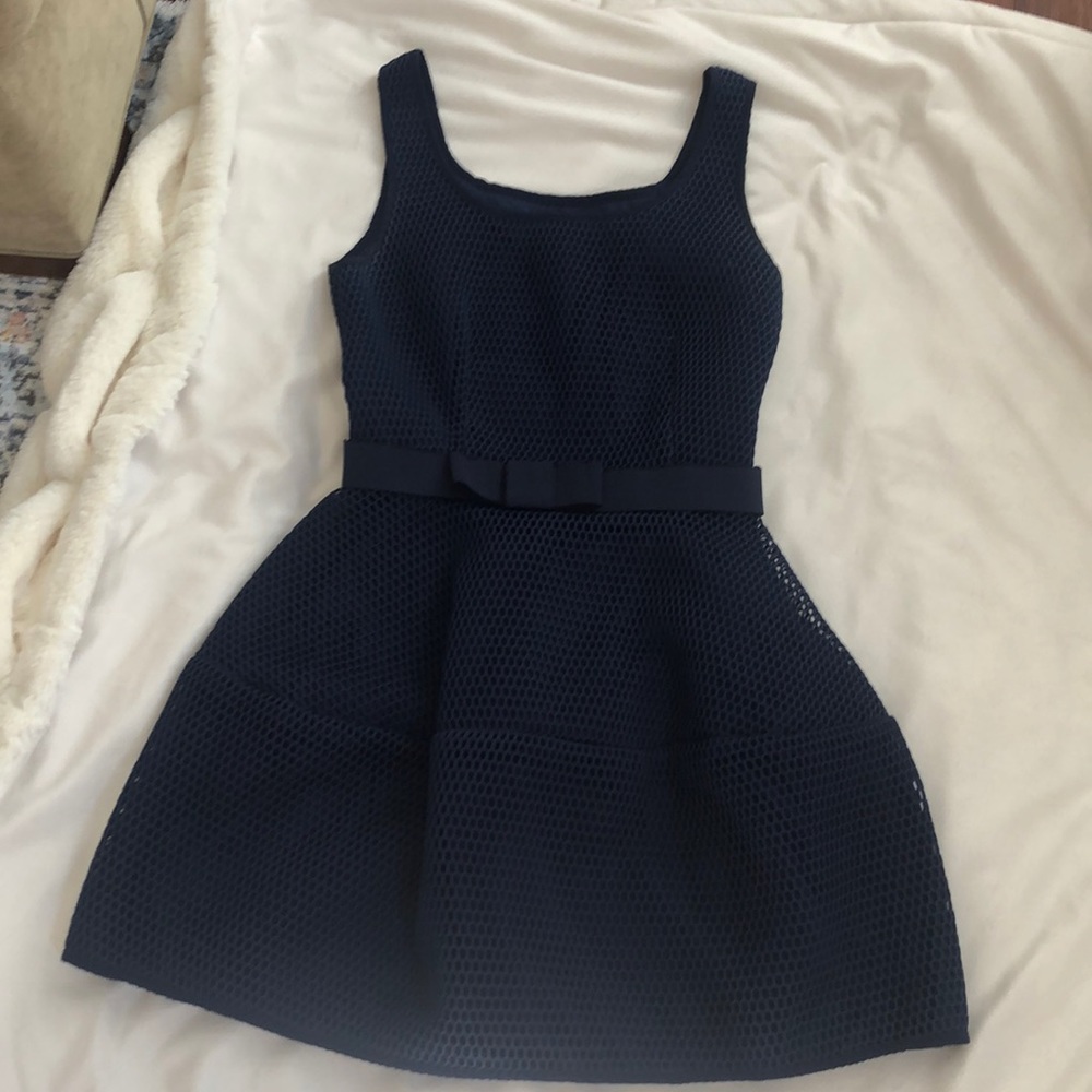 Navy Cocktail Dress w Bow Belt Size S